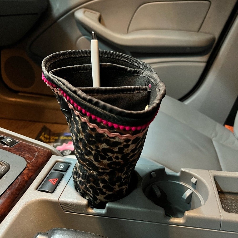 Natural Life Car Cup Organizer leopard print. Not used